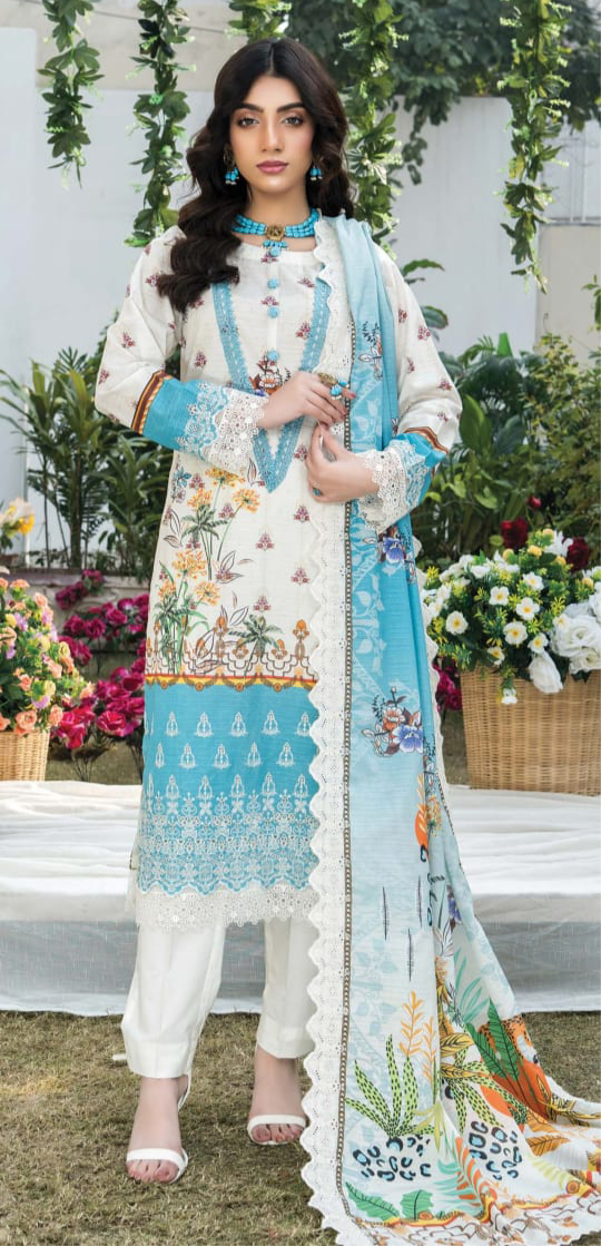 Elegant Unstitched 3-Piece Lawn Suit Collection (Rangrani)