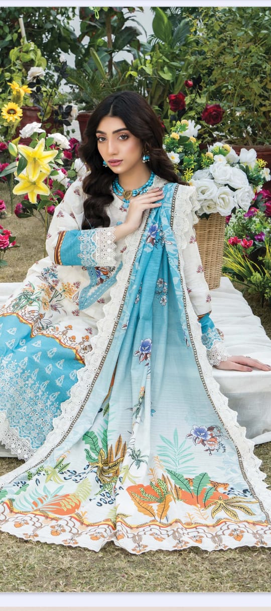 Elegant Unstitched 3-Piece Lawn Suit Collection (Rangrani)