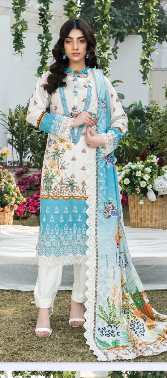 Elegant Unstitched 3-Piece Lawn Suit Collection (Rangrani)