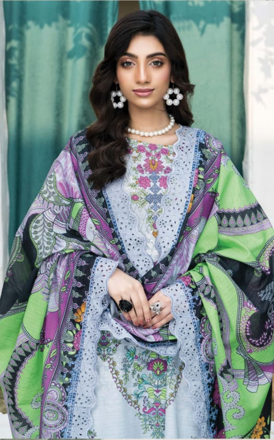 Elegant Unstitched 3-piece Lawn Branded Suit Collection (Rangrani)